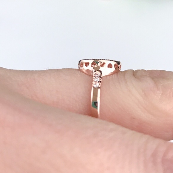 Rose Gold Tone Infinity Ring Zirconia Circle Hoop - Picture 5 of 6